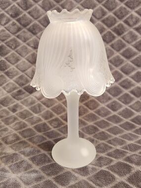 Vintage PartyLite Clairmont Fairy Light Frosted Glass Candle Holder 10" 2 Piece